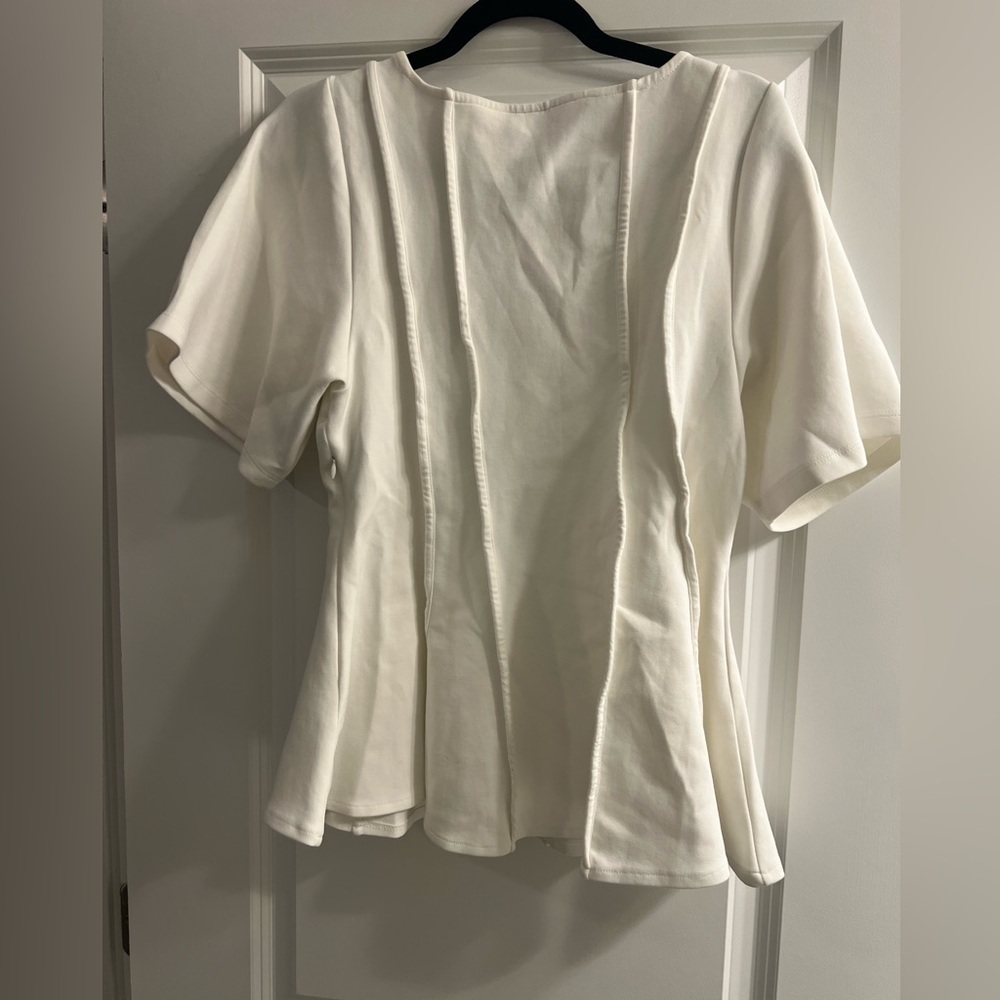 ASOS DESIGN exposed seam peplum short sleeve top - Picture 4 of 5